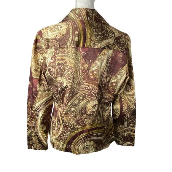 CHICOS Women Paisley Print Blazer Size 0/S Shades of Brown Fall Autumn Career - Picture 4 of 16